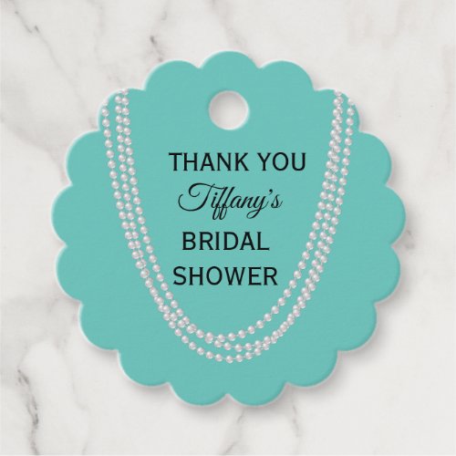 Turquoise and Pearls Bridal Shower Thank You Favor Tags