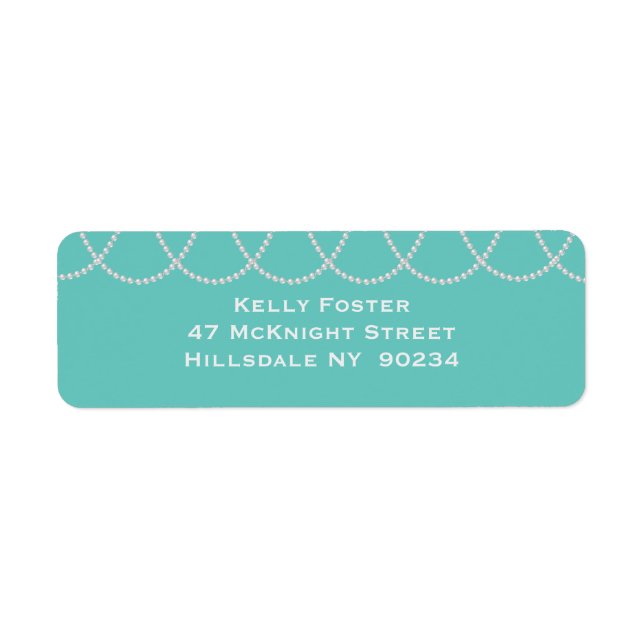 Turquoise and Pearls Bridal Shower white Label (Front)