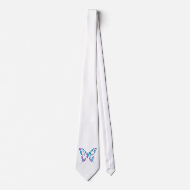 Turquoise and Pink Butterfly Tie (Front)