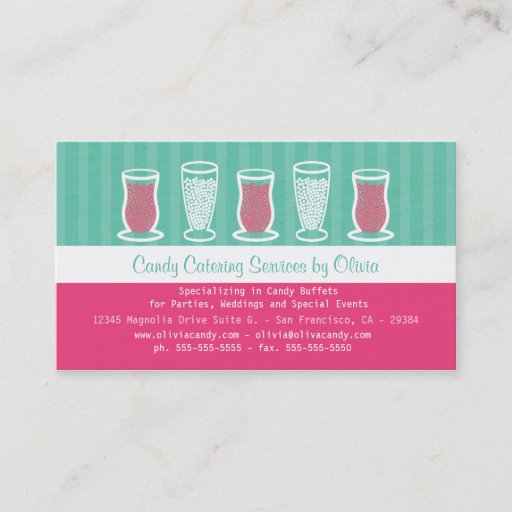 Customizable Turquoise and Pink Candy Catering Business Card