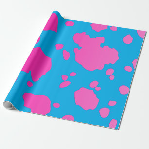 Turquoise And Pink Cow Spots Animal Print Wrapping Paper