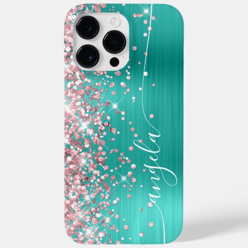 Turquoise and Pink Glittery Glam Signature Case_Mate iPhone 14 Pro Max Case