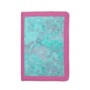 Turquoise and pink Marble Abstract Tri-fold Wallet