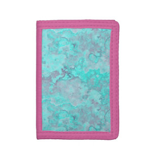 Turquoise and pink Marble Abstract Trifold Wallet
