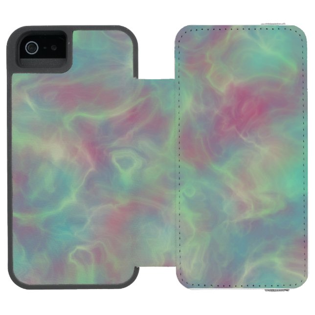 Turquoise and pink marble incipio iPhone wallet case (Folio Open)