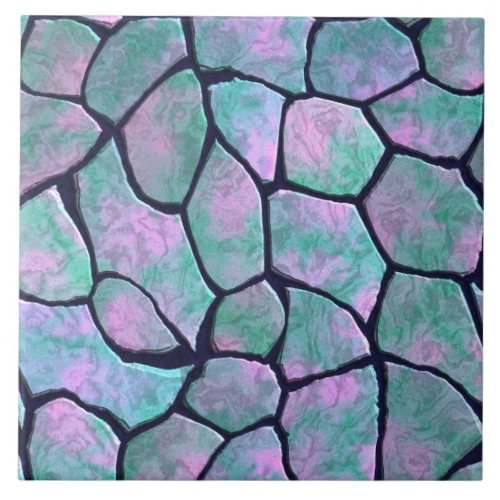 Turquoise and pink mosaic stones seamless pattern ceramic tile
