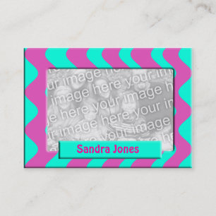 Turquoise and Pink photo frame Business Card