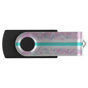 Turquoise and Pink Stripes USB Flash Drive