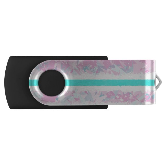 Turquoise and Pink Stripes USB Flash Drive (Front)