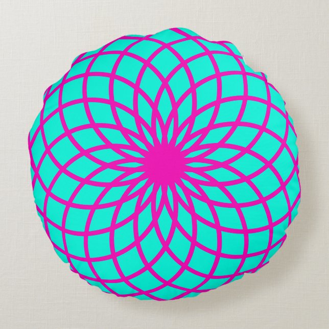 Turquoise and Pink Torus Meditation Cushion (Back)