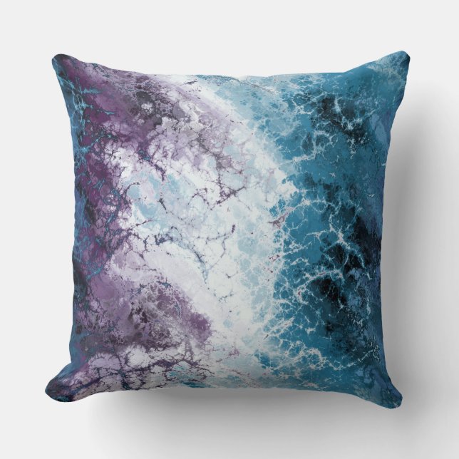 Turquoise and Purple abstract Throw Pillow (Front)