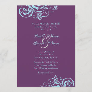 Turquoise and Purple Chic Wedding Invitation