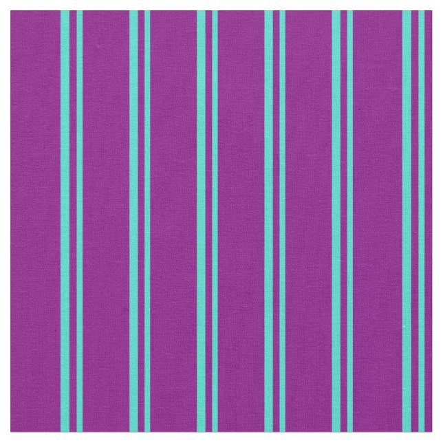 Turquoise and Purple Colored Stripes Fabric (Close Up)