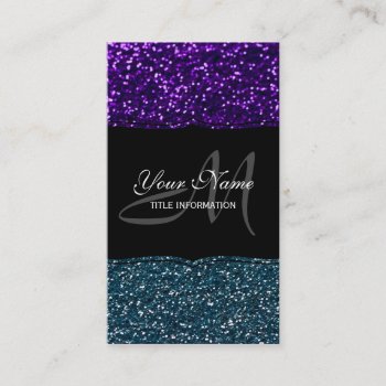 Turquoise And Purple Glitter Sparkles Business Card by RosaAzulStudio at Zazzle