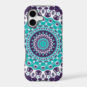 Turquoise and Purple Graphic Mandala Pattern iPhone 17 Case