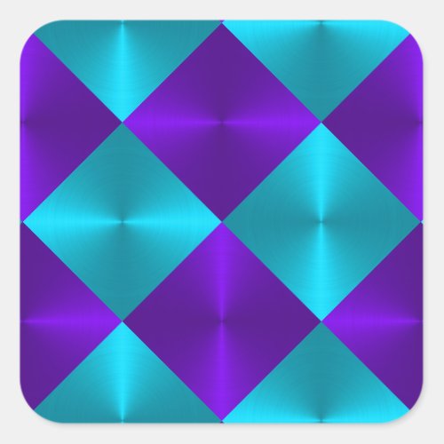 Turquoise and Purple Metallic Looking Squares Square Sticker