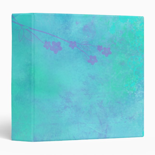 Turquoise and Purple Misty Ethereal Abstract 3 Ring Binder (Front/Spine)