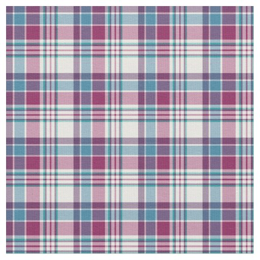 Turquoise and Purple Plaid Pattern Fabric