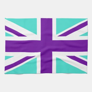 Turquoise And Purple Union Jack Towel by purplestuff at Zazzle