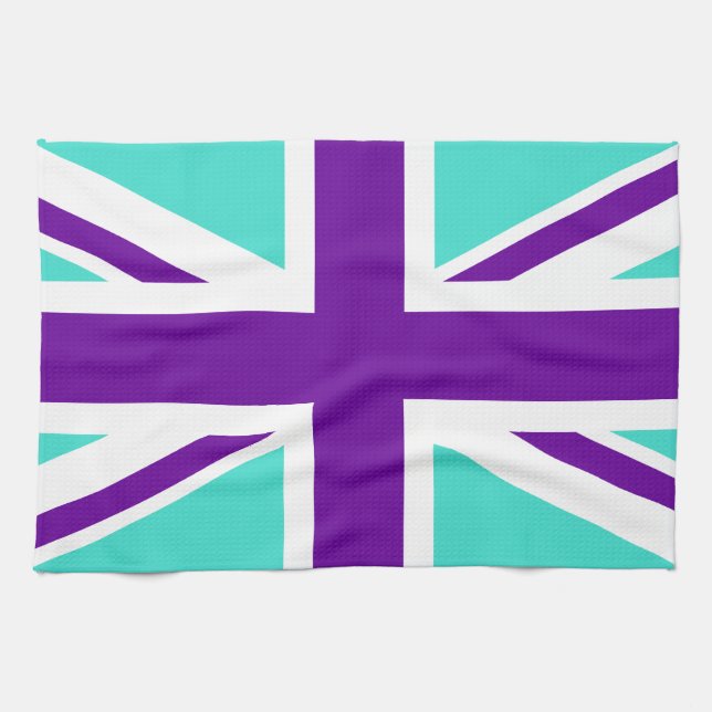 Turquoise and Purple Union Jack Towel (Horizontal)