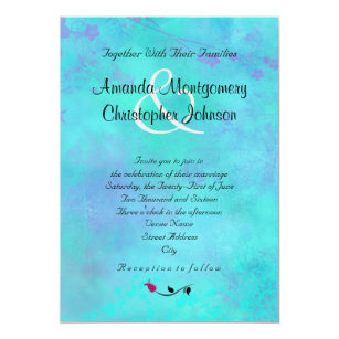 Purple And Turquoise Wedding Invitations Zazzle Turquoise And Purple Watercolor Abstract Wedding Invitation
