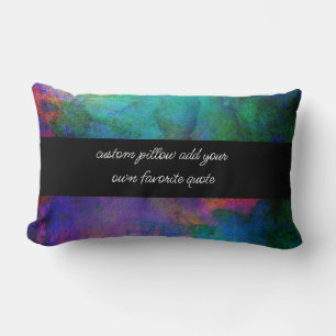 turquoise and purple watercolor custom add a quote lumbar pillow
