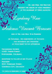 Purple And Turquoise Wedding Invitations Zazzle Turquoise And Purple Wedding Invitation