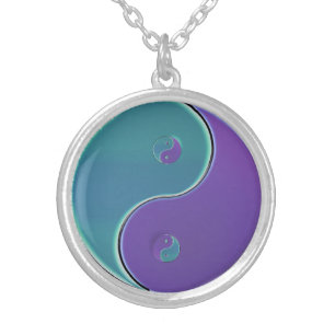 Turquoise and Purple Yin-Yang Necklace