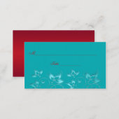 Turquoise and Red Floral Place Cards (Front/Back)