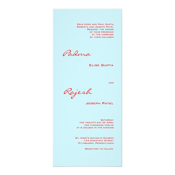 Turquoise and Red Paisley Indian Wedding Personalized Invite