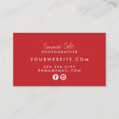Turquoise and Red Preppy Stripes Business Card (Back)