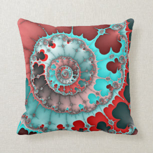 Red fashion and turquoise throw pillows