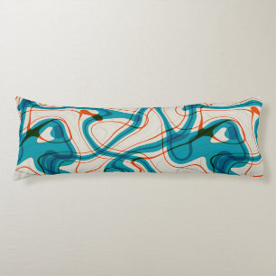 Turquoise and Red Swirls Body Pillow