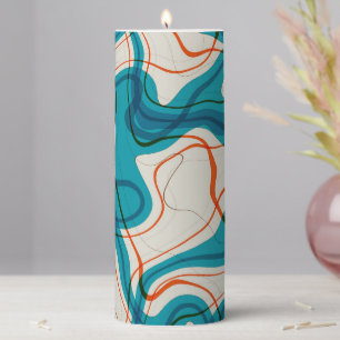 Turquoise and Red Swirls Pillar Candle