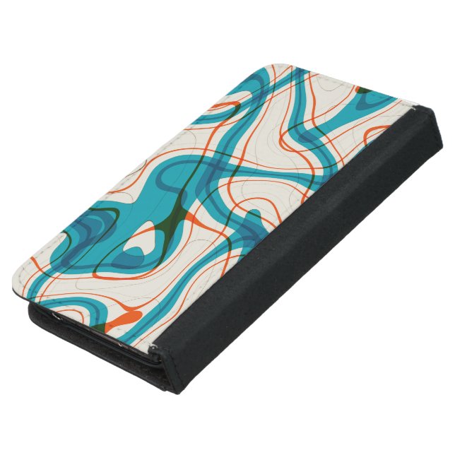 Turquoise and Red Swirls Samsung Galaxy Wallet Case (Top)