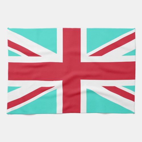 Turquoise and Red Union Jack Kitchen Towel