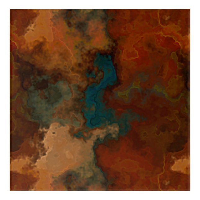 Turquoise and Rust Marble abstract Acrylic Print (Front)