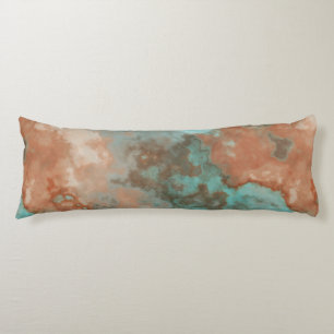 Turquoise and Rust Marble Abstract Body Pillow