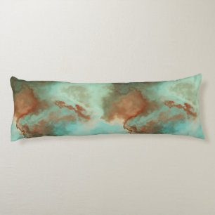 Turquoise and Rust Marble Abstract Body Pillow