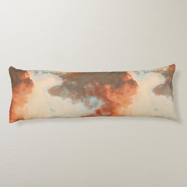 Turquoise and Rust Marble Abstract Body Pillow (Back)