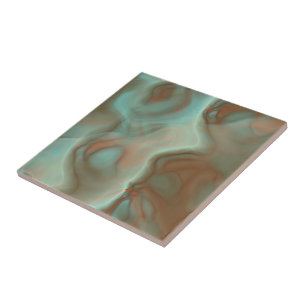 Turquoise and Rust Marble Abstract Ceramic Tile