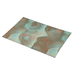 Turquoise and Rust Marble Abstract Cloth Placemat