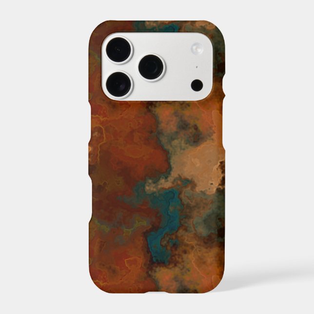 Turquoise and Rust Marble abstract Iphone Case (Back)