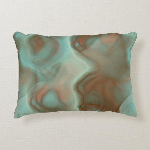 Turquoise and Rust Marble Abstract Rug Accent Pillow