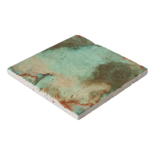 Turquoise and Rust Marble Abstract Trivet (Corner)