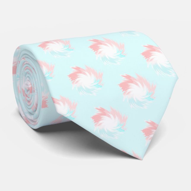 Turquoise and Salmon Pastel Pattern Neck Tie (Rolled)