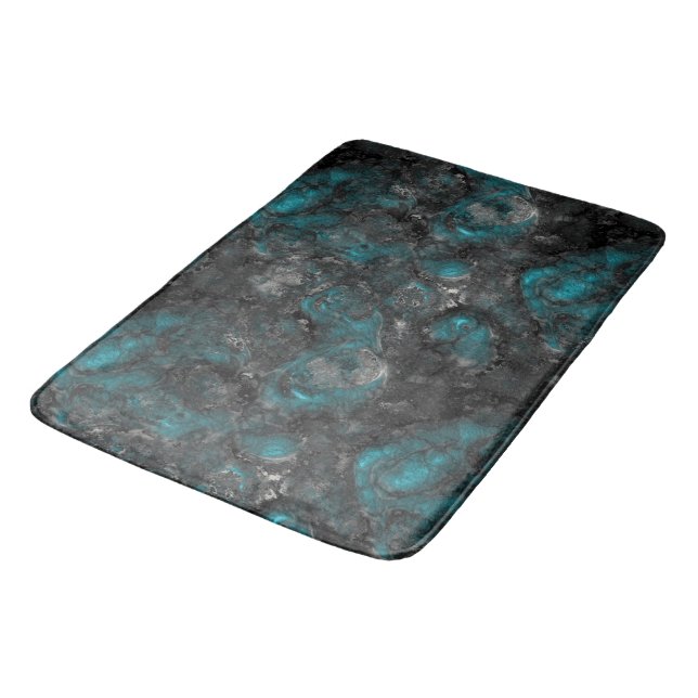 Turquoise and silver bath mat (Angled)