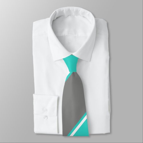 Turquoise and Silver-Colored Tie