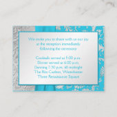 Turquoise and Silver Damask Enclosure Card (Back)