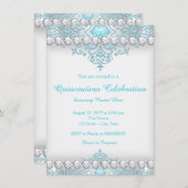 Turquoise and Silver Diamond Quinceanera Invitation (Front/Back)